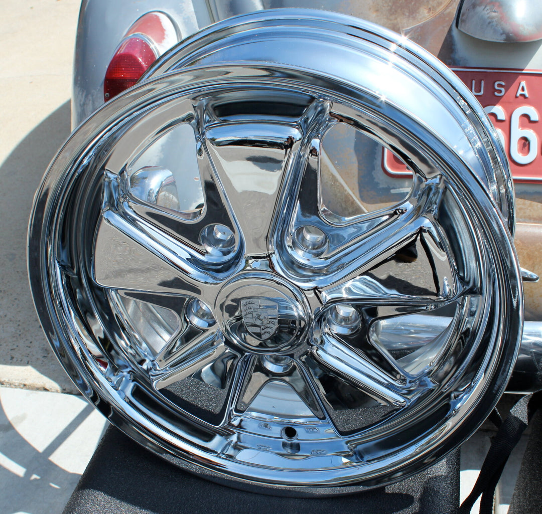 Chrome Staggered Fuchs VW Wheel Set