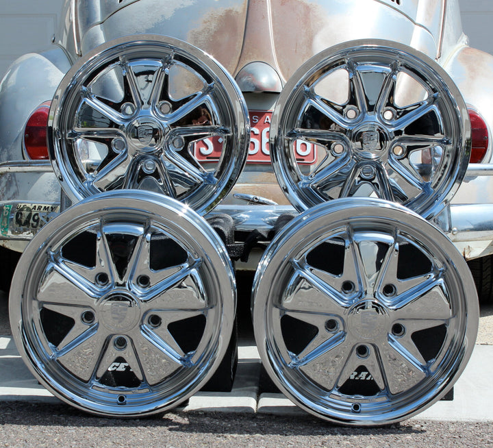 Chrome Staggered Fuchs VW Wheel Set