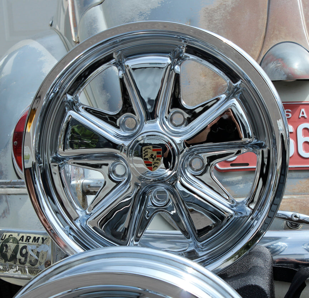 Chrome Staggered Fuchs VW Wheel Set