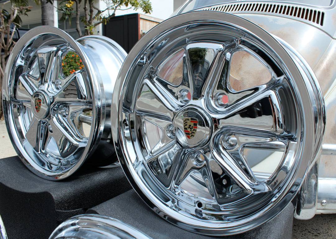 Chrome Staggered Fuchs VW Wheel Set