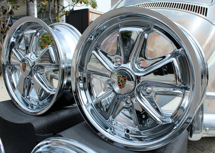 Chrome Staggered Fuchs VW Wheel Set