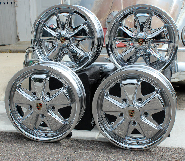 Chrome Staggered Fuchs VW Wheel Set