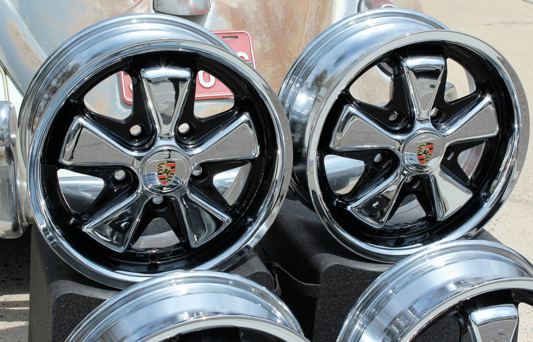 Chrome and Detailed Porsche VW Fuchs Wheels