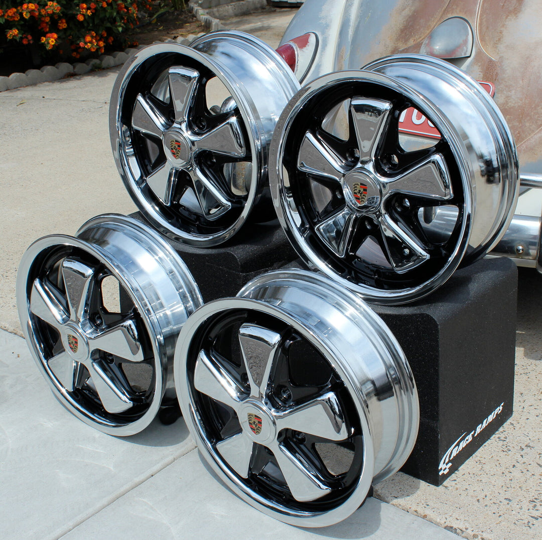 Chrome and Detailed Porsche VW Fuchs Wheels